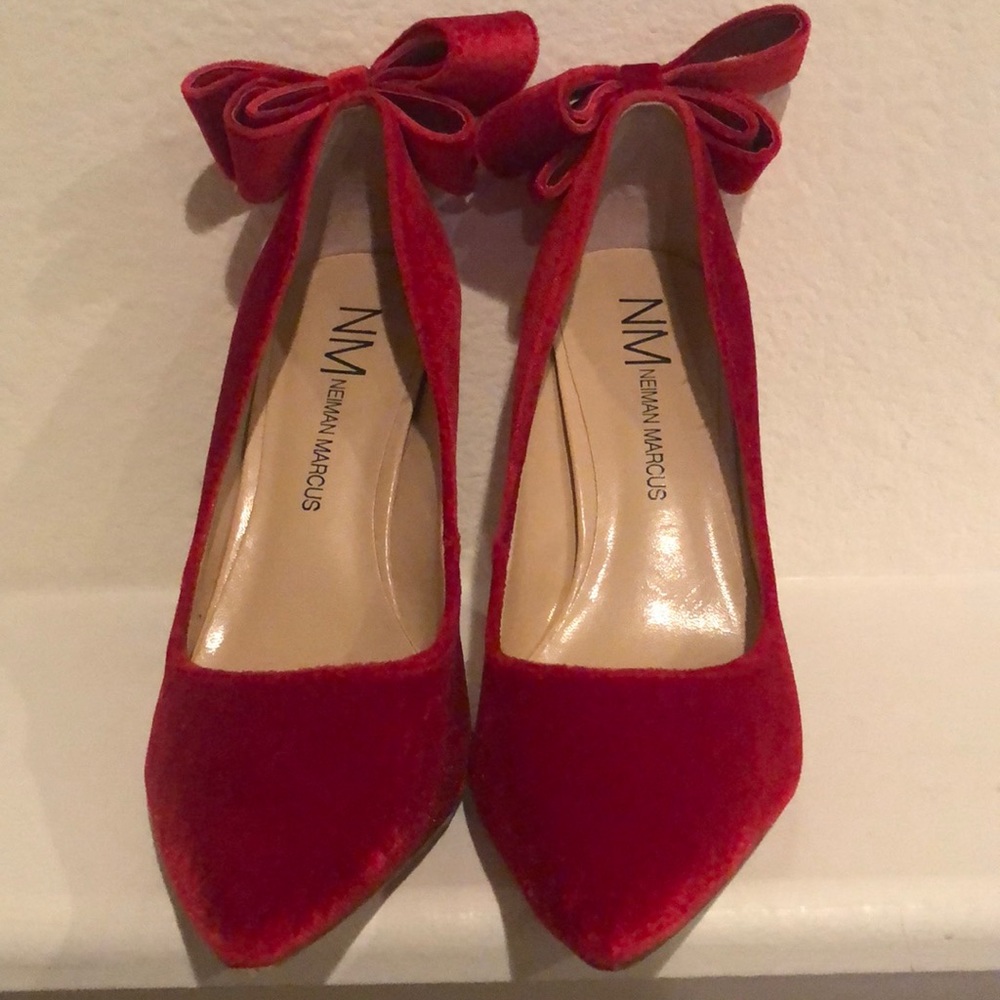 Red velvet heels by Nieman Marcus